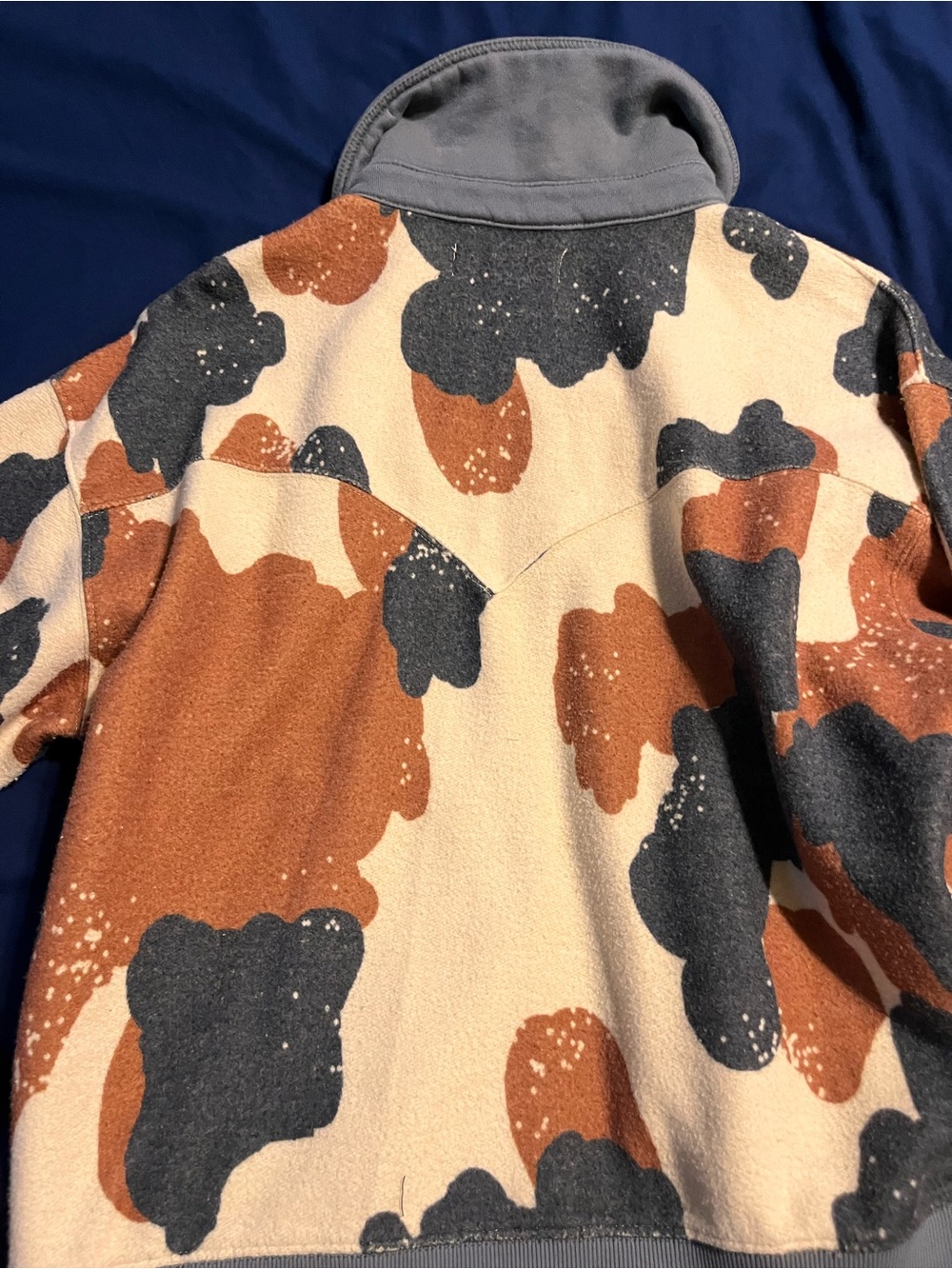 Free People Colorblock Fleece Jacket in Cream, Charcoal & Rust - Picture 5 of 5
